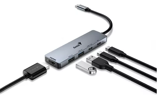 Hub Genius 5 Puertos 2 Usb 3.0-Hdmi-Usb Tipo C-Pd