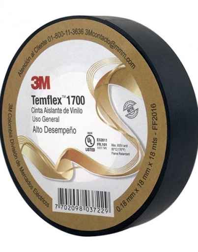 [3M-0110] Cinta Temflex 18Mm X 18Mts Negra 3M 1700
