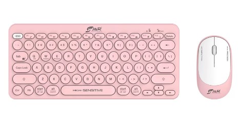 [CTMIJR-011] Combo Teclado Y Mouse Inalambrico J&R Rosado