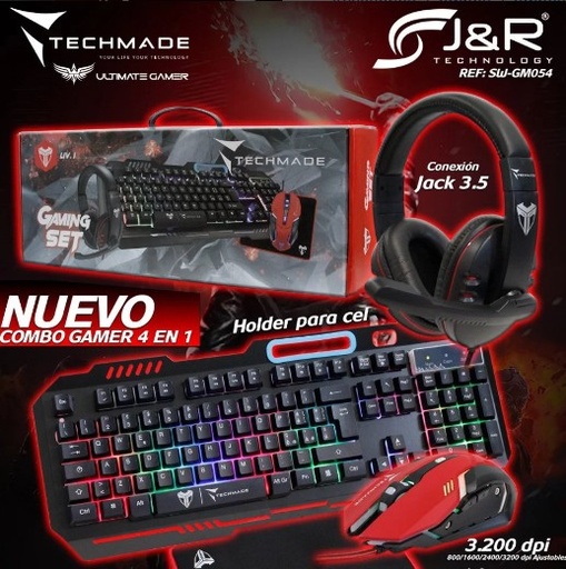 [SW-GM054] Combo Gamer 4 En 1 J&R Teclado -Mouse -Diadema