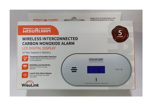 [DHI-HY-GC30A-R8] Alarma De CO Inalambrico Interconectada De 10 Años Bateria Sellada WisuAlarm