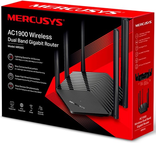 [840030702457.] Router Mercusys Ac1900 5 Antenas Mr50G