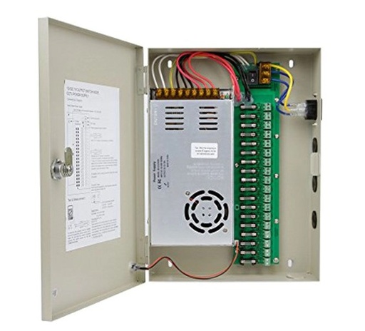 [01-02612] Fuente Centralizada 12V 20 Am 18 Salidas Caja Azul